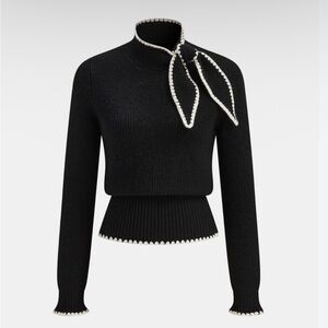 Commense Black Tie Sweater with White Accents